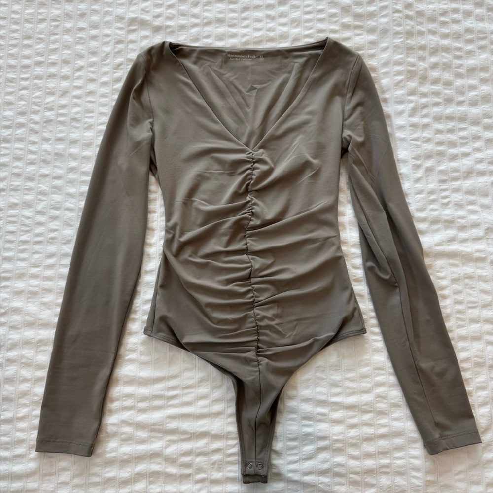 Abercrombie & Fitch Taupe Long Sleeve Bodysuit